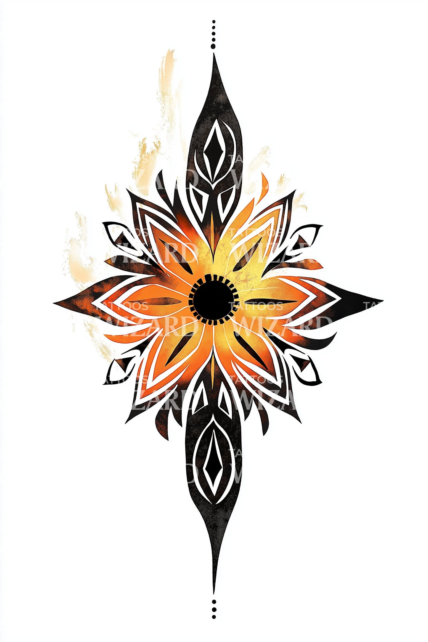 Desenho de Tatuagem de Ornação de Flor Estrela Ardente