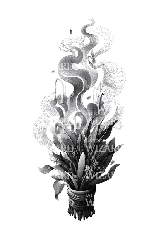 Burning Thistle Bouquet Tattoo Design