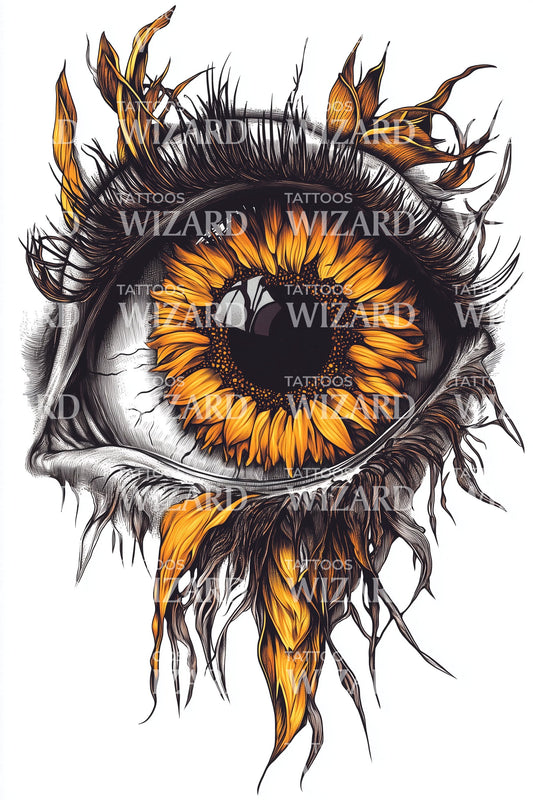 Burning Tiger Eye Tattoo Design