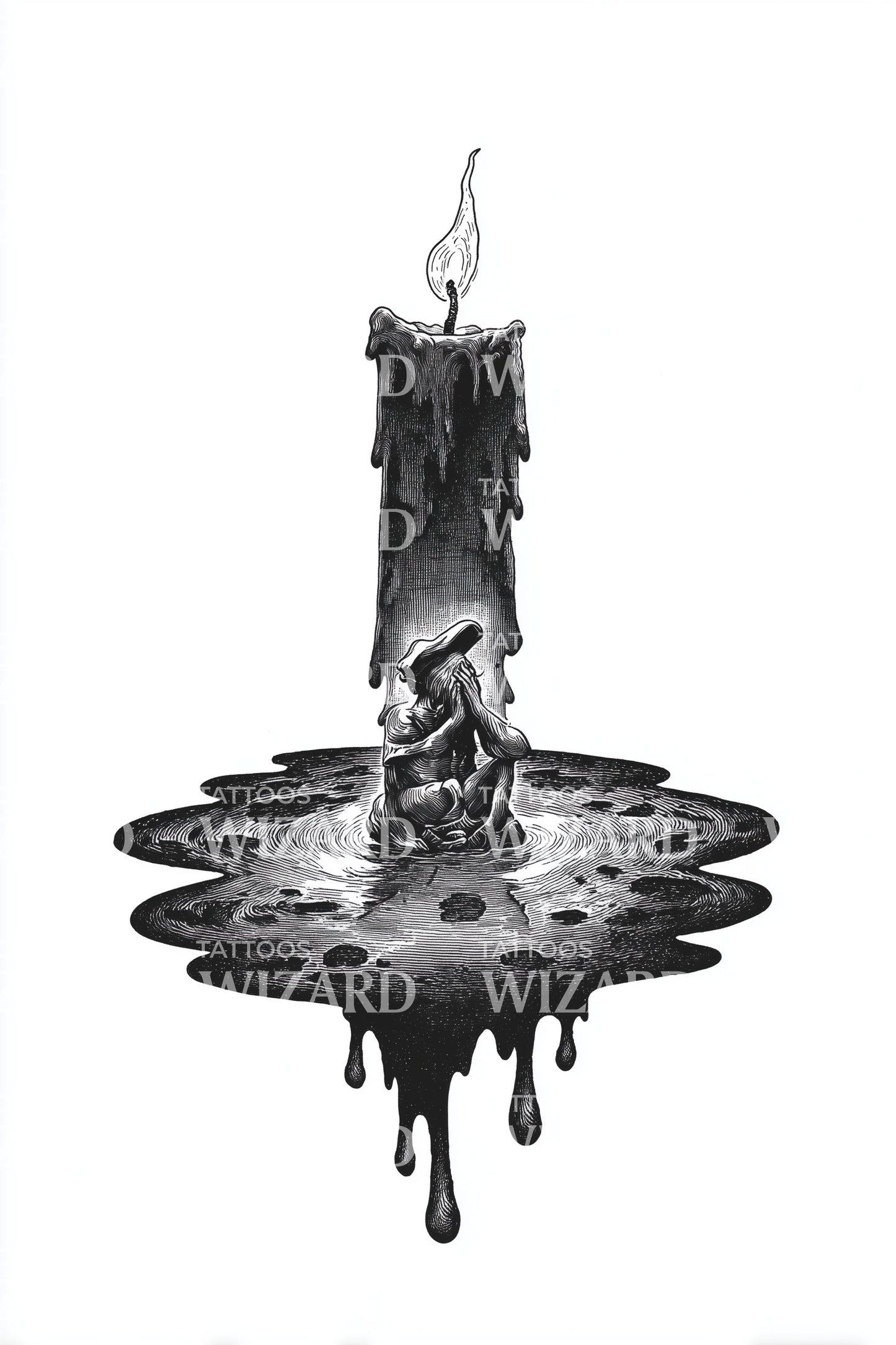 Burnt Candle Stump Tattoo Design