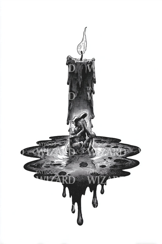 Burnt Candle Stump Tattoo Design