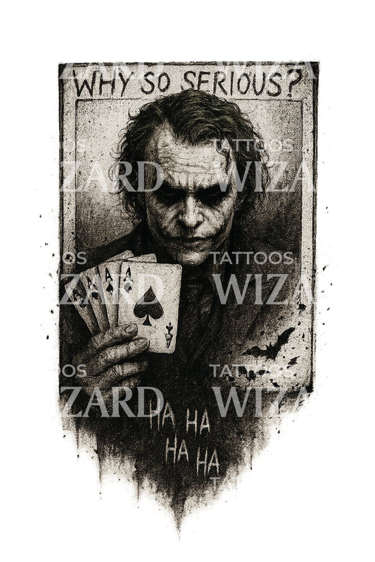 Burnt Joker Card Tattoo Design