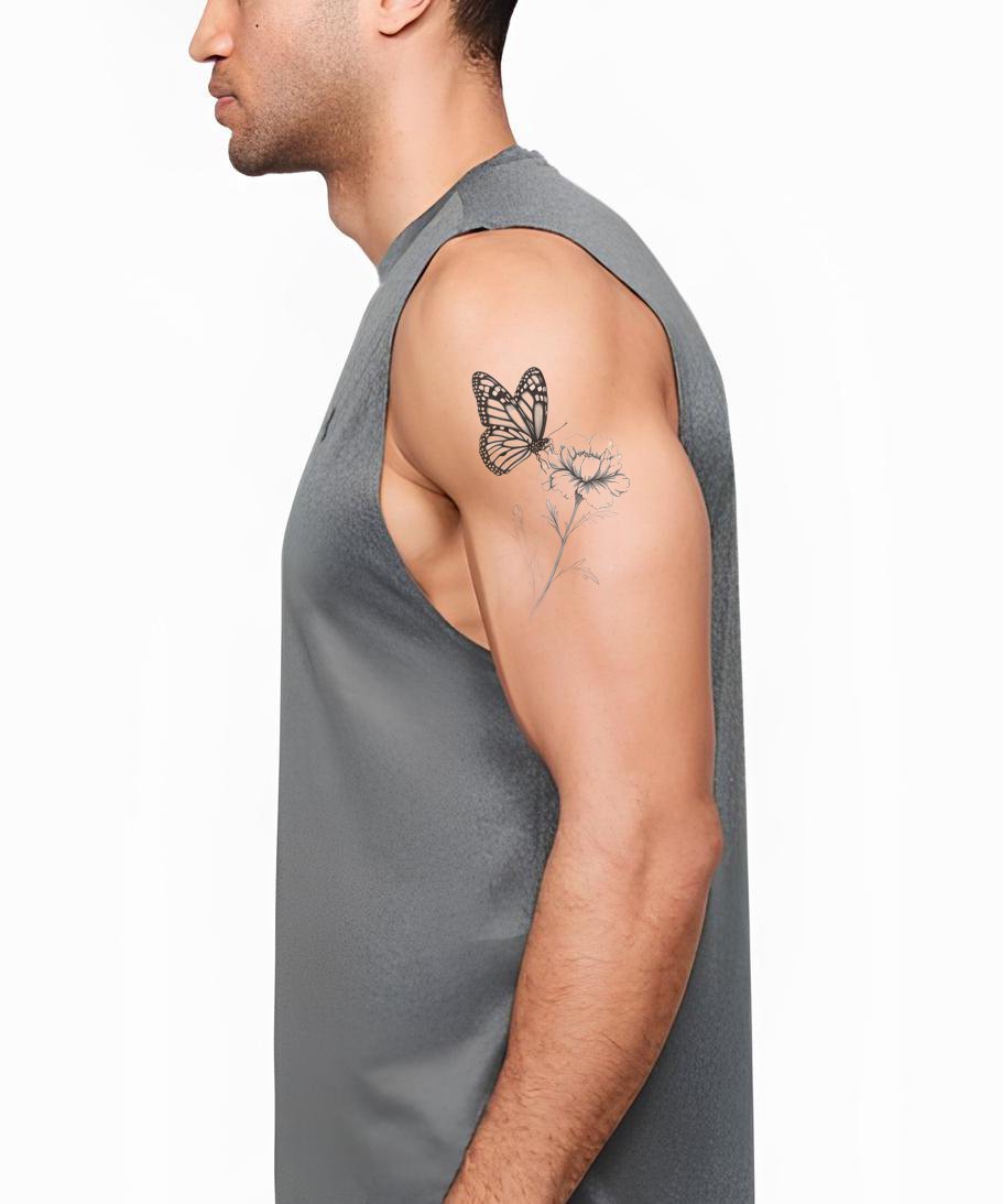 Desain Tato Sketsa Kupu-Kupu Anyelir