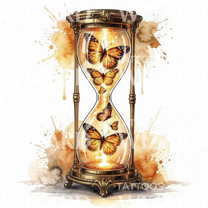 Butterfly Hourglass Tattoo Illustration