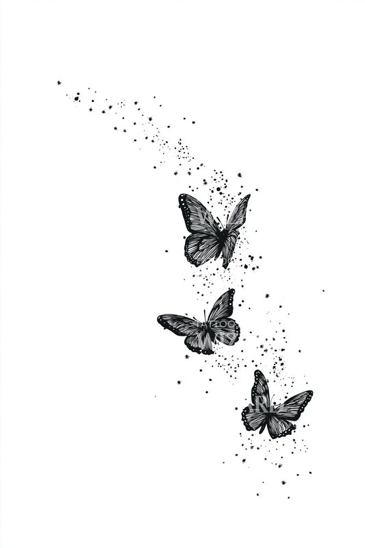 Butterfly Particle Scatter Tattoo Illustration