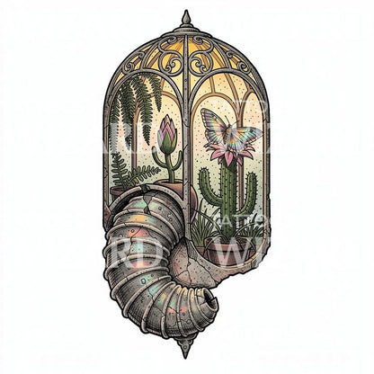Sommerfugl i Terrarium Tatoveringsdesign