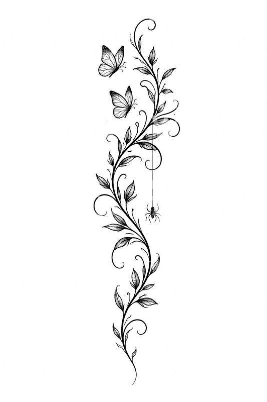 Butterfly Vine Tattoo Design