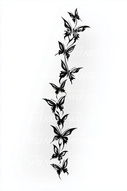Butterfly Vine Trail Tattoo Design