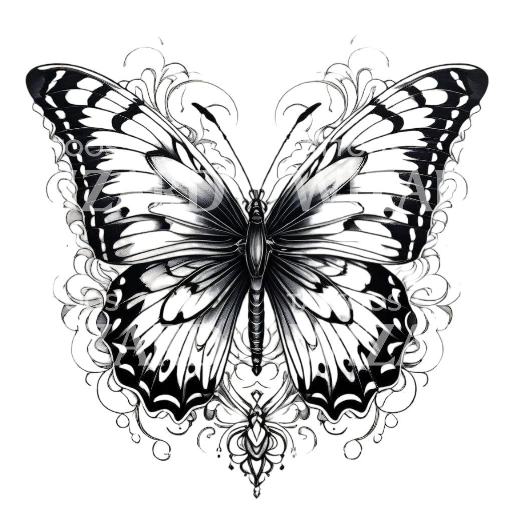 Conception de tatouage de papillon néotraditionnel