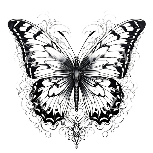 Neotraditionelles Schmetterlings-Tattoo-Design