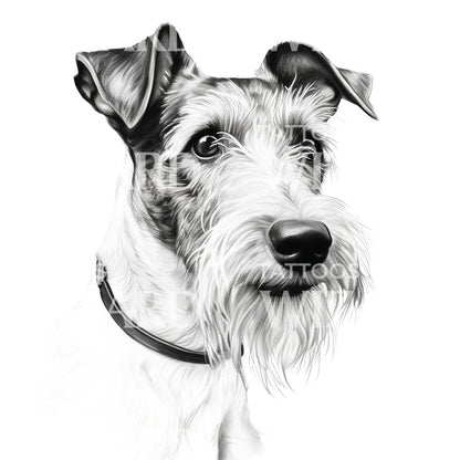 FoxTerrier Dog Portrait Tattoo Design