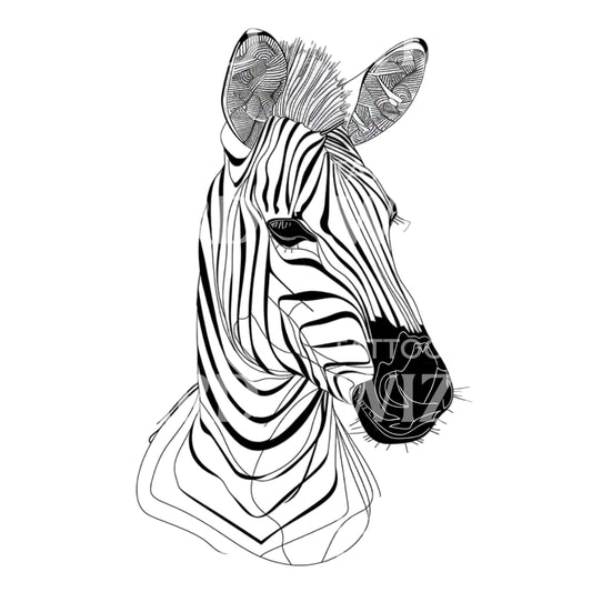 Zebra Portrait Minimalist Tattoo Design