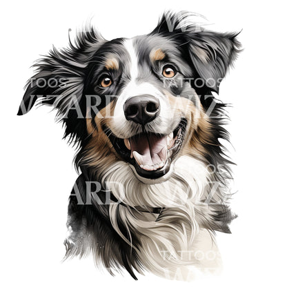 Australian Shepherd Portrait Tattoo Design