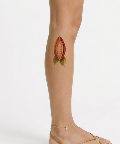 Split Cacao Pod Watercolor Tattoo Idea