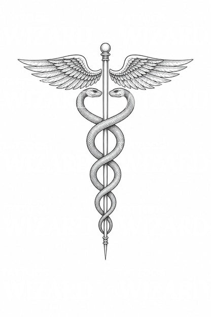 Caduceus Heilstab Tattoo-Design