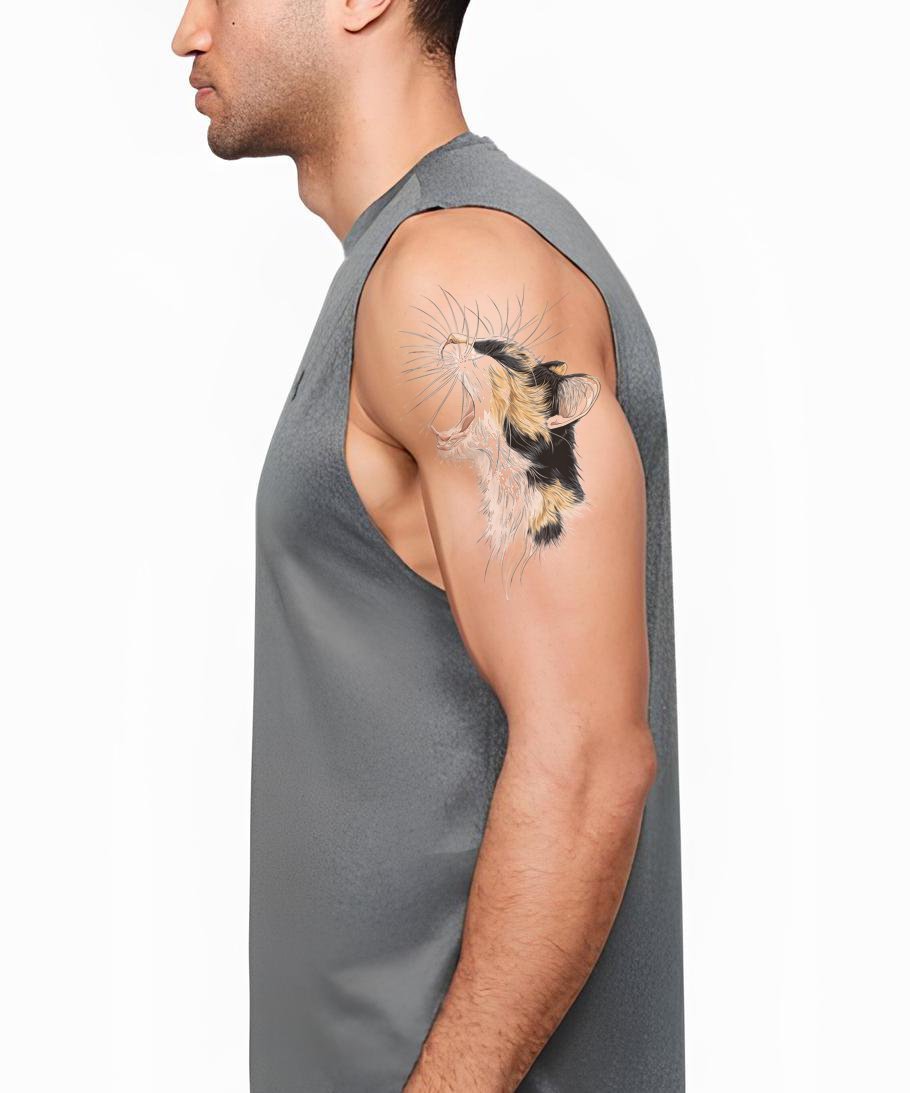 Calico Cat Yawn Tattoo Design