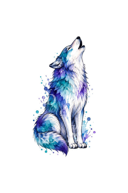 Design de tatuagem de lobo em aguarela que responde ao apelo selvagem
