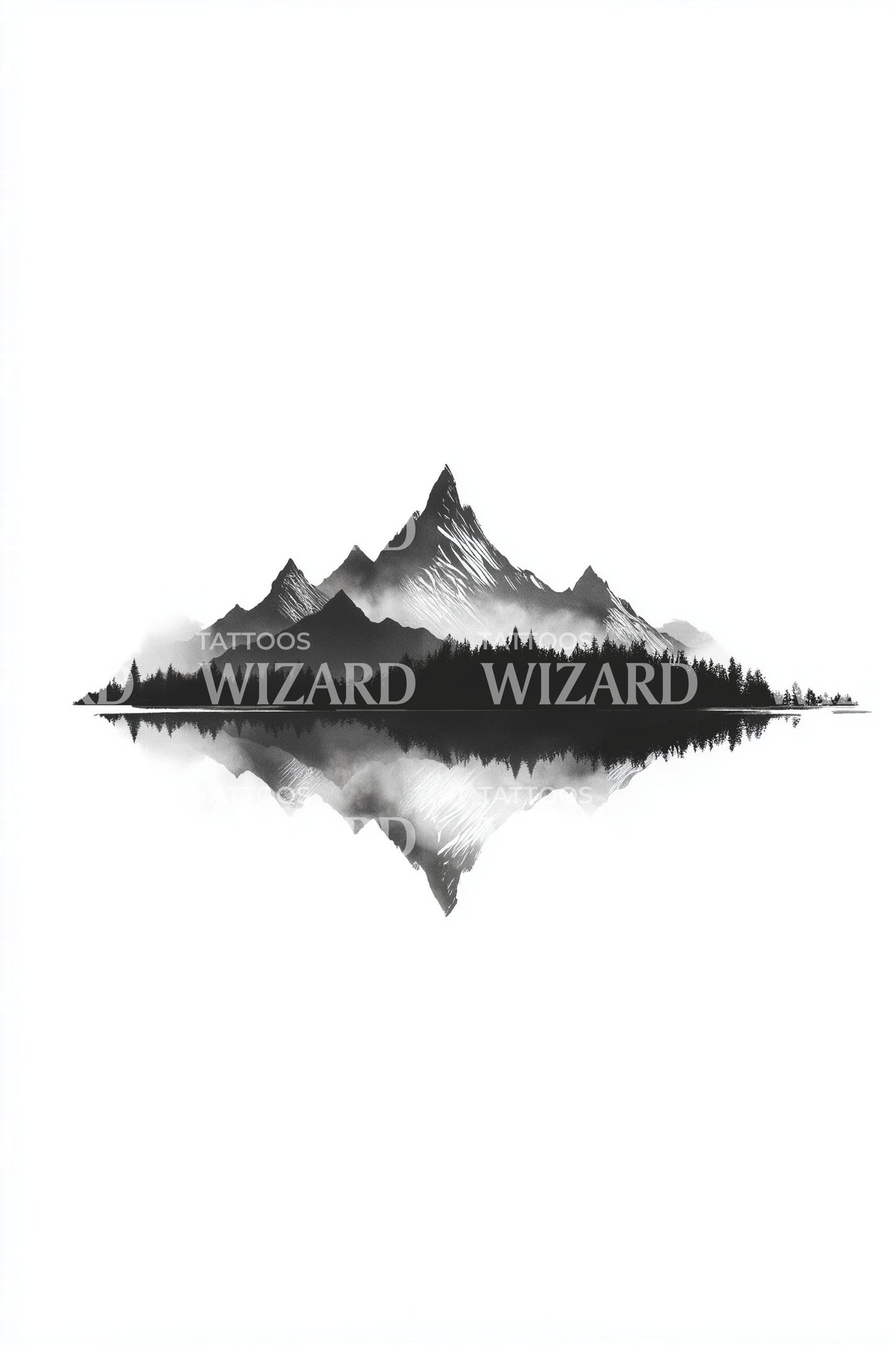 Calm Ridge Lake Reflection Tattoo Idea