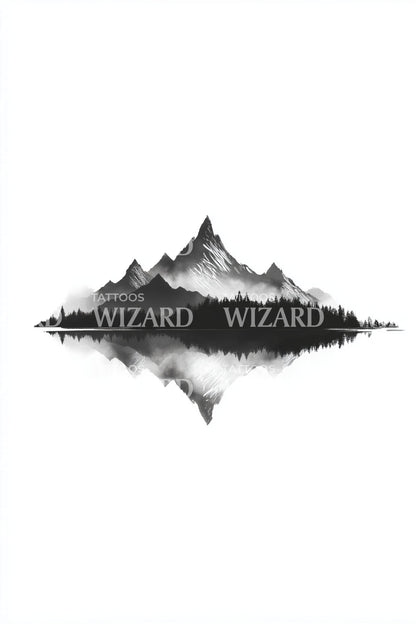 Calm Ridge Lake Reflection Tattoo Idea