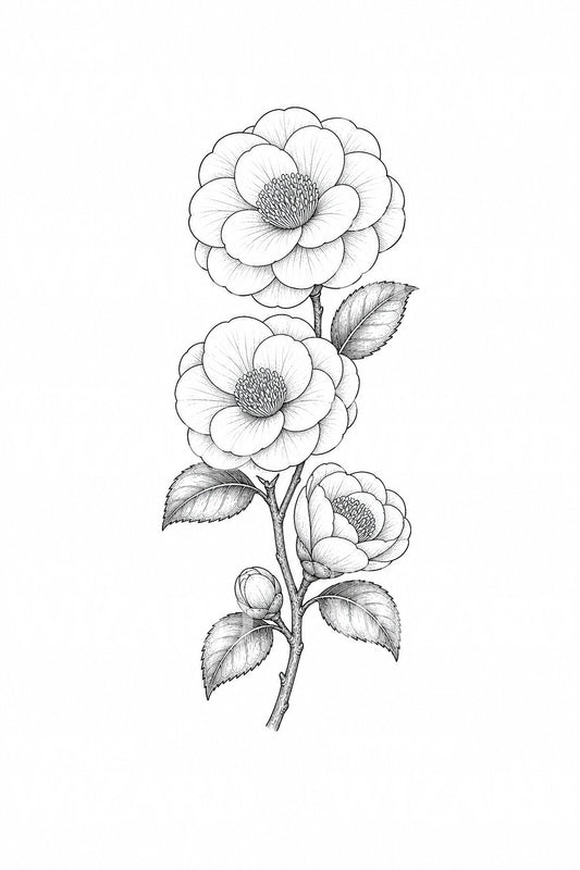 Fine line tattoo-idee met cameliatak