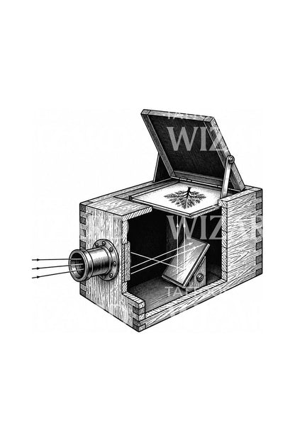 Camera Obscura Mirror Cutaway Tattoo Design