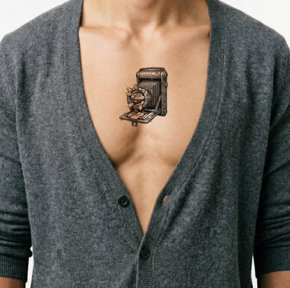 Design de Tatuagem de Câmara Surreal Sonhadora