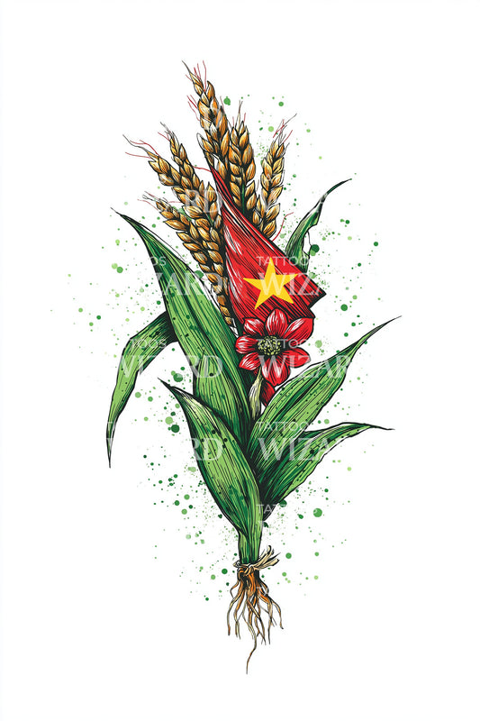 Kameroen Maïs Embleem Tatoeage Ontwerp