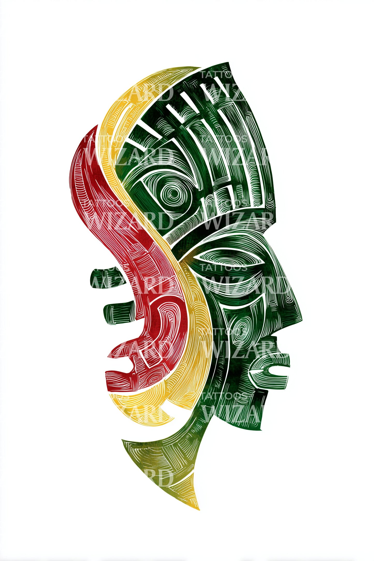Cameroon Tribal Profile Tattoo Design