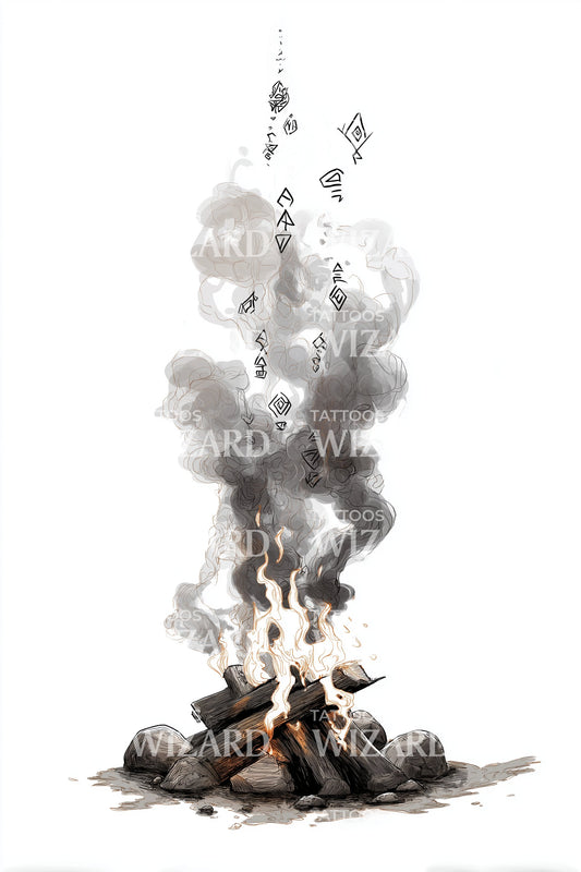 Campfire Ember Bloom Tattoo Design