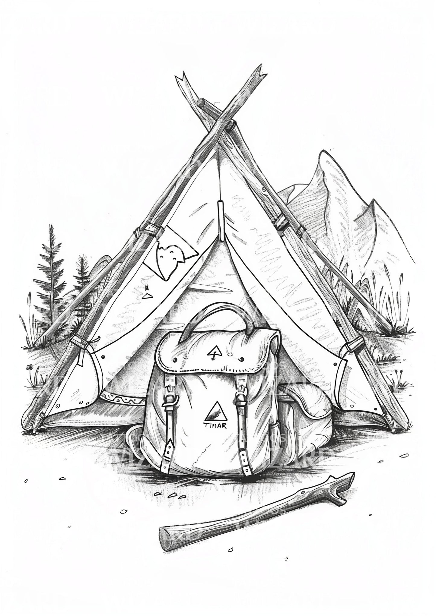 Camping Tend & Exploration Backpack Tattoo Design