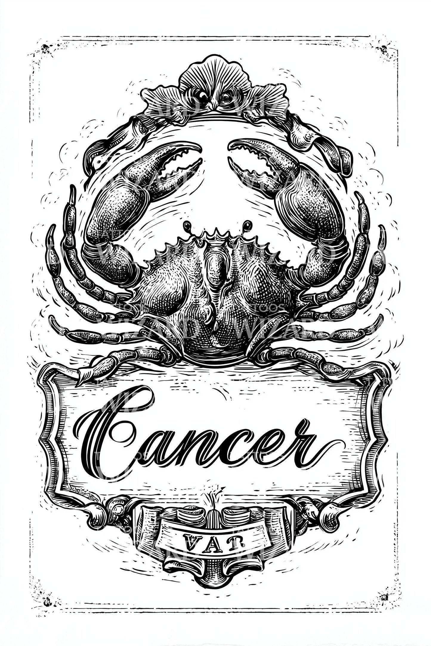 Cancer Baroque Shield Tattoo Design
