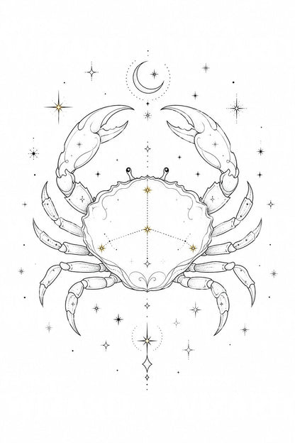 Cancer Constellation Fine Line Tattoo Design