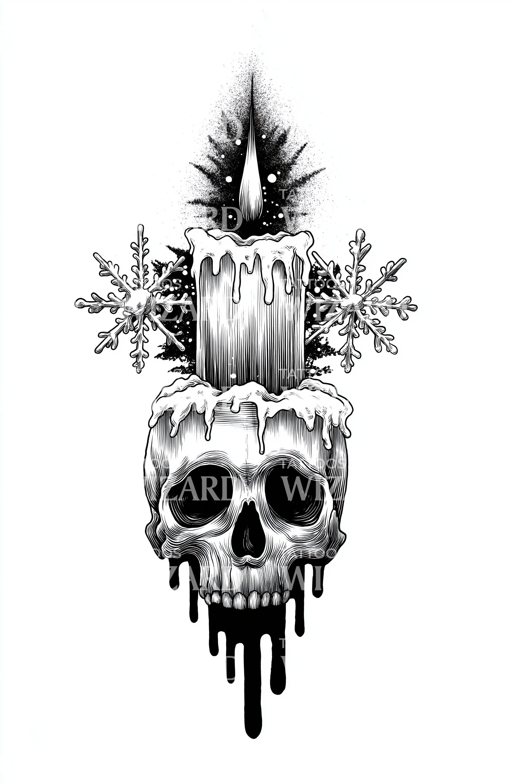 キャンドルクラウンドスカルタトゥーイラスト – Tattoos Wizard Designs