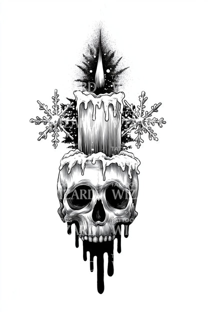 Candle Crowned Skull Tattoo Illustration