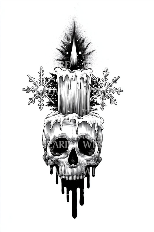 Candle Crowned Skull Tattoo Illustration