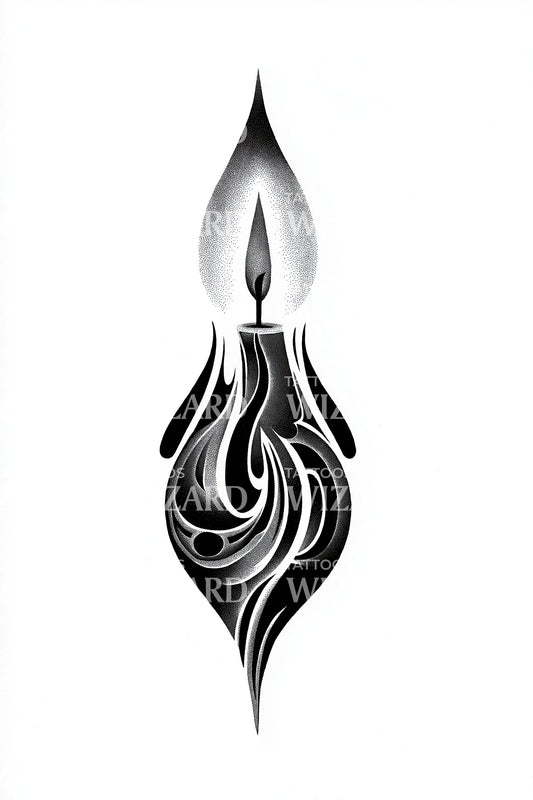 Candle Flame Droplet Tattoo Design