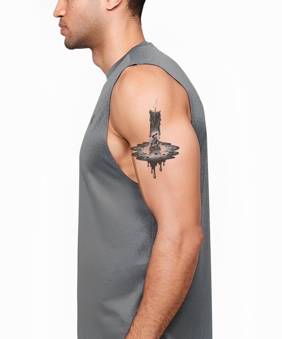 Burnt Candle Stump Tattoo Design