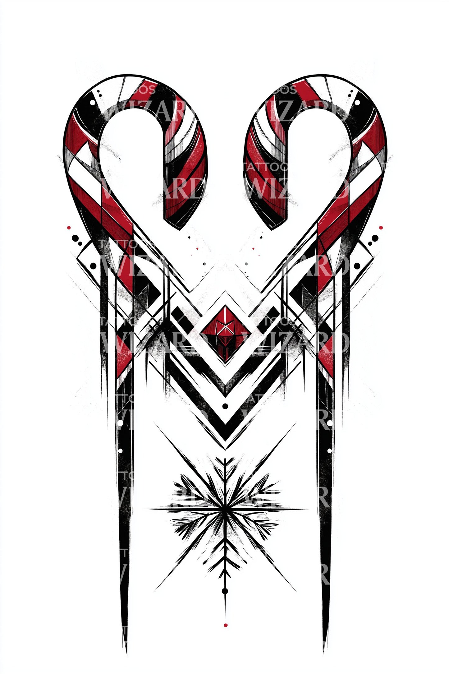 Candy Cane Heart Tattoo Design