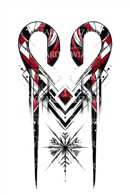 Candy Cane Heart Tattoo Design