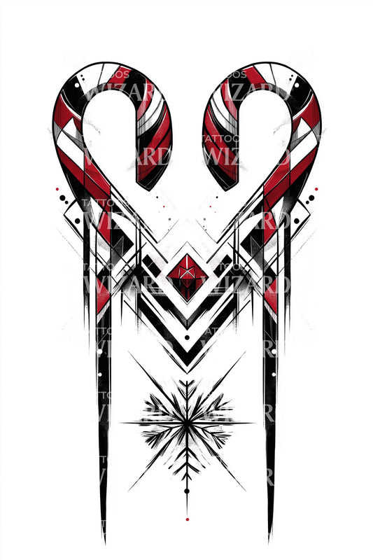 Candy Cane Heart Tattoo Design