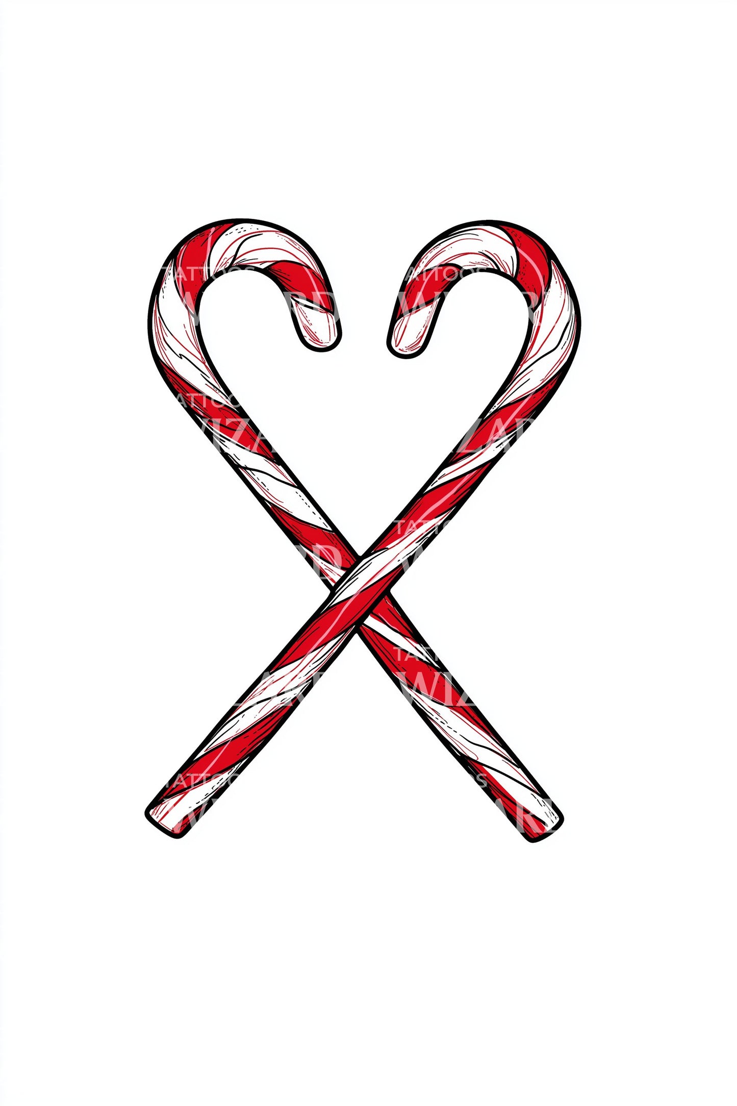 Candy Cane Heart Tattoo Idea