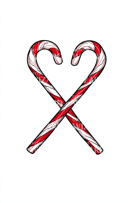 Candy Cane Heart Tattoo Idea