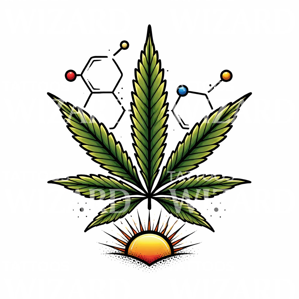 Cannabis Sunrise Tattoo Design