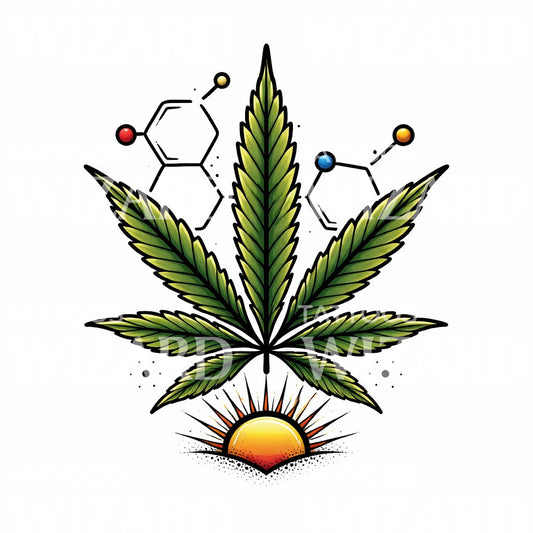 Cannabis Sunrise Tattoo Design