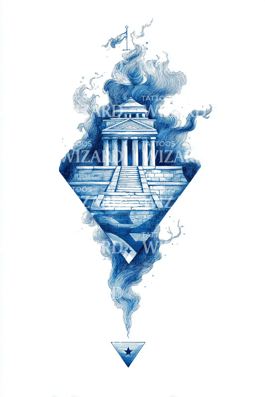 Capitol Wave Emblem Tattoo Illustration