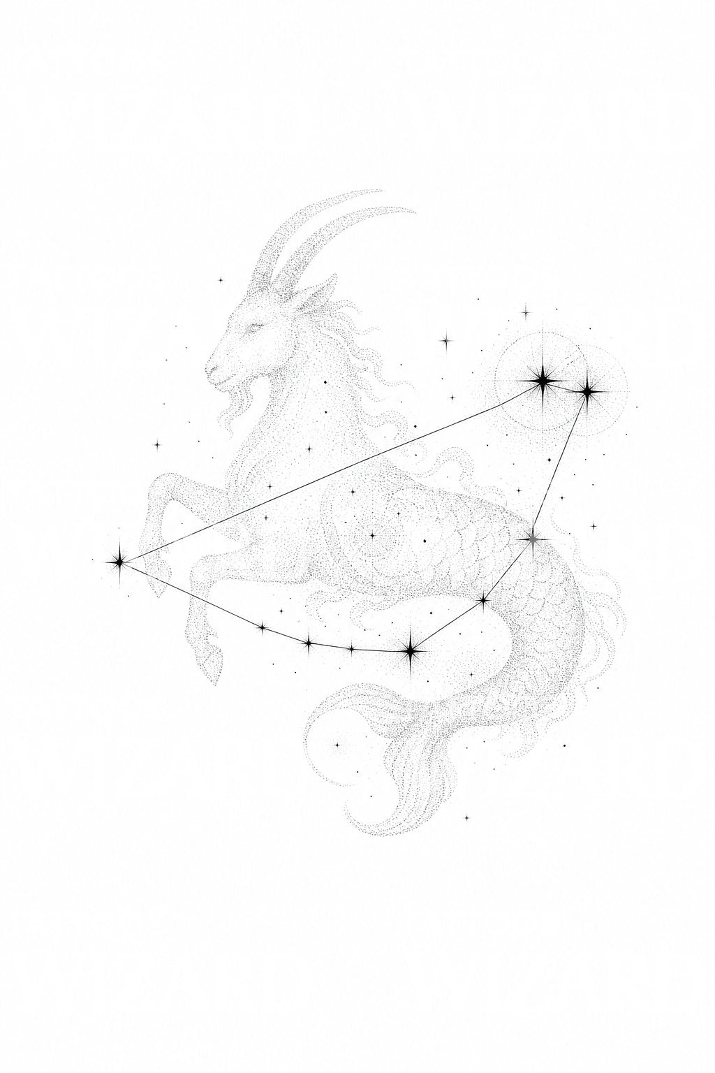 Capricorn Constellation Sea Goat Tattoo Idea