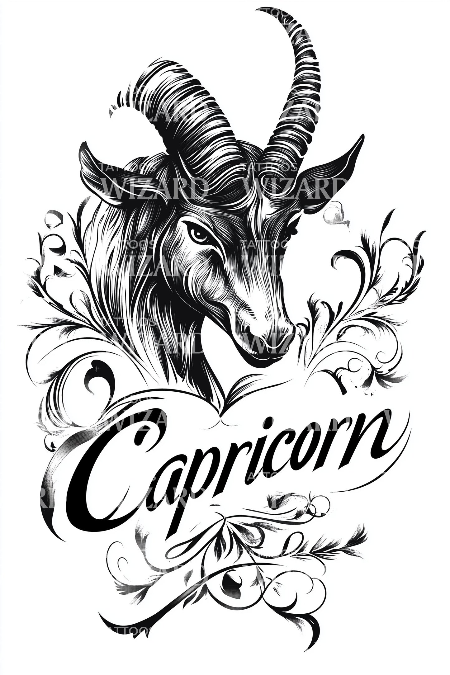 Capricorn Mountain Goat Tattoo Design