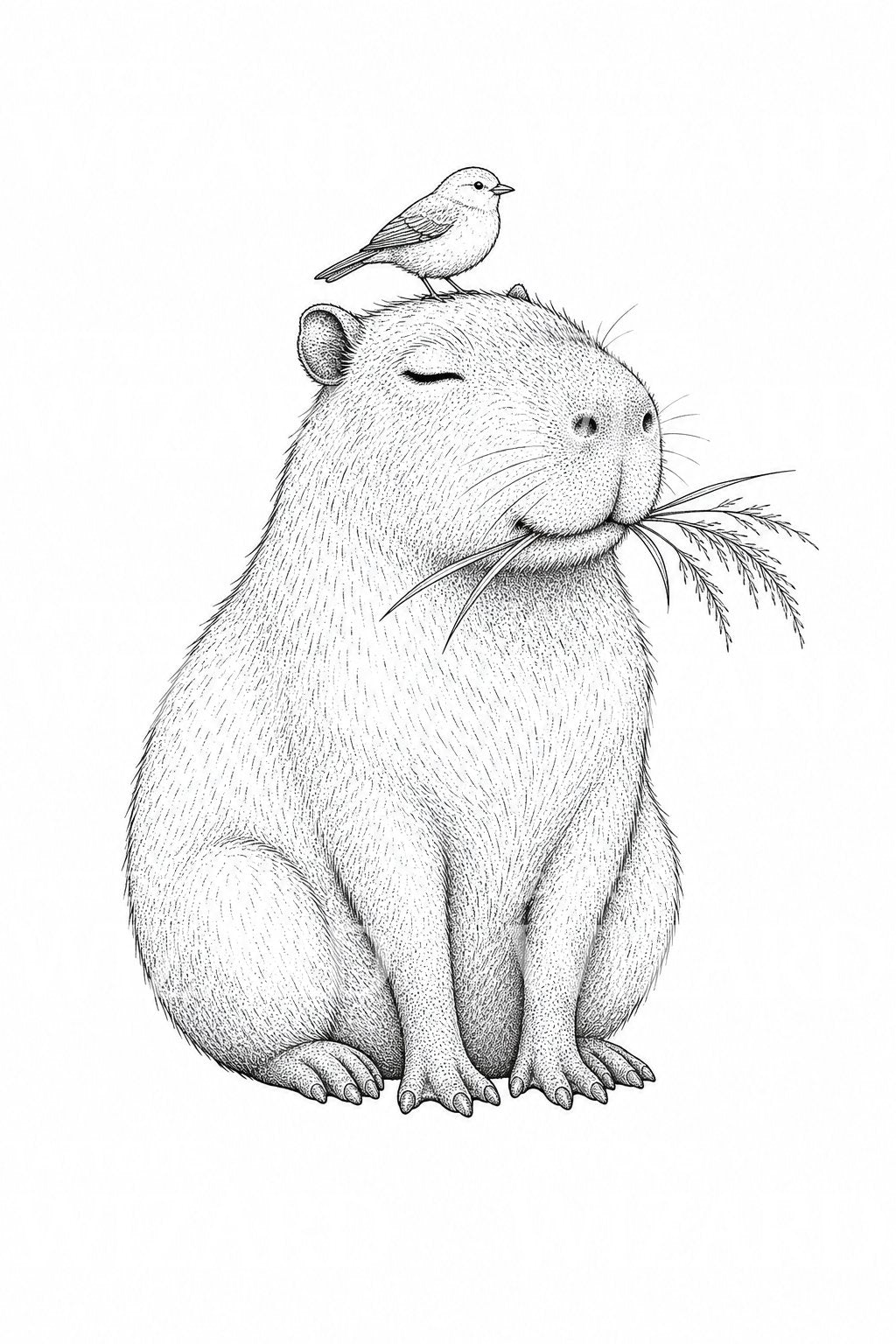 Idea tatuaggio capibara e uccello
