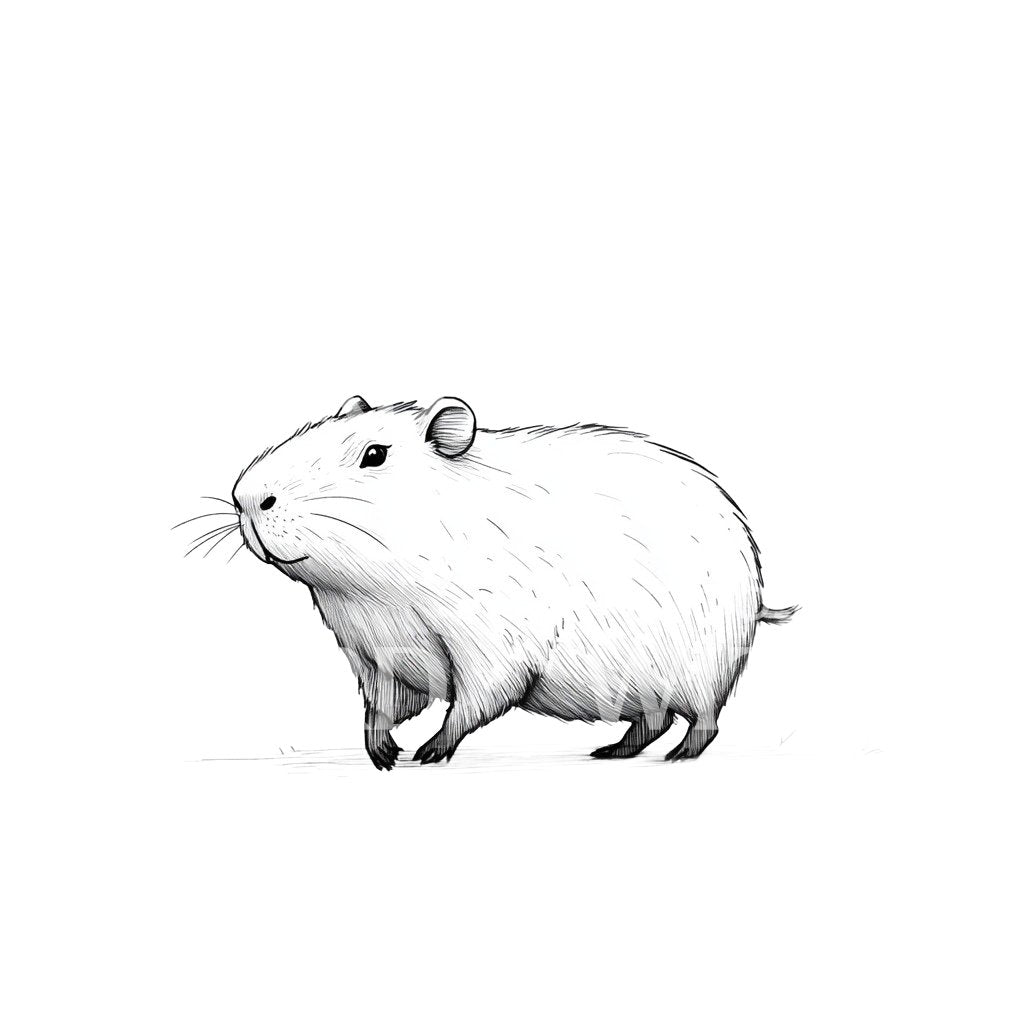 Capybara with Graceful Pose Tattoo Design