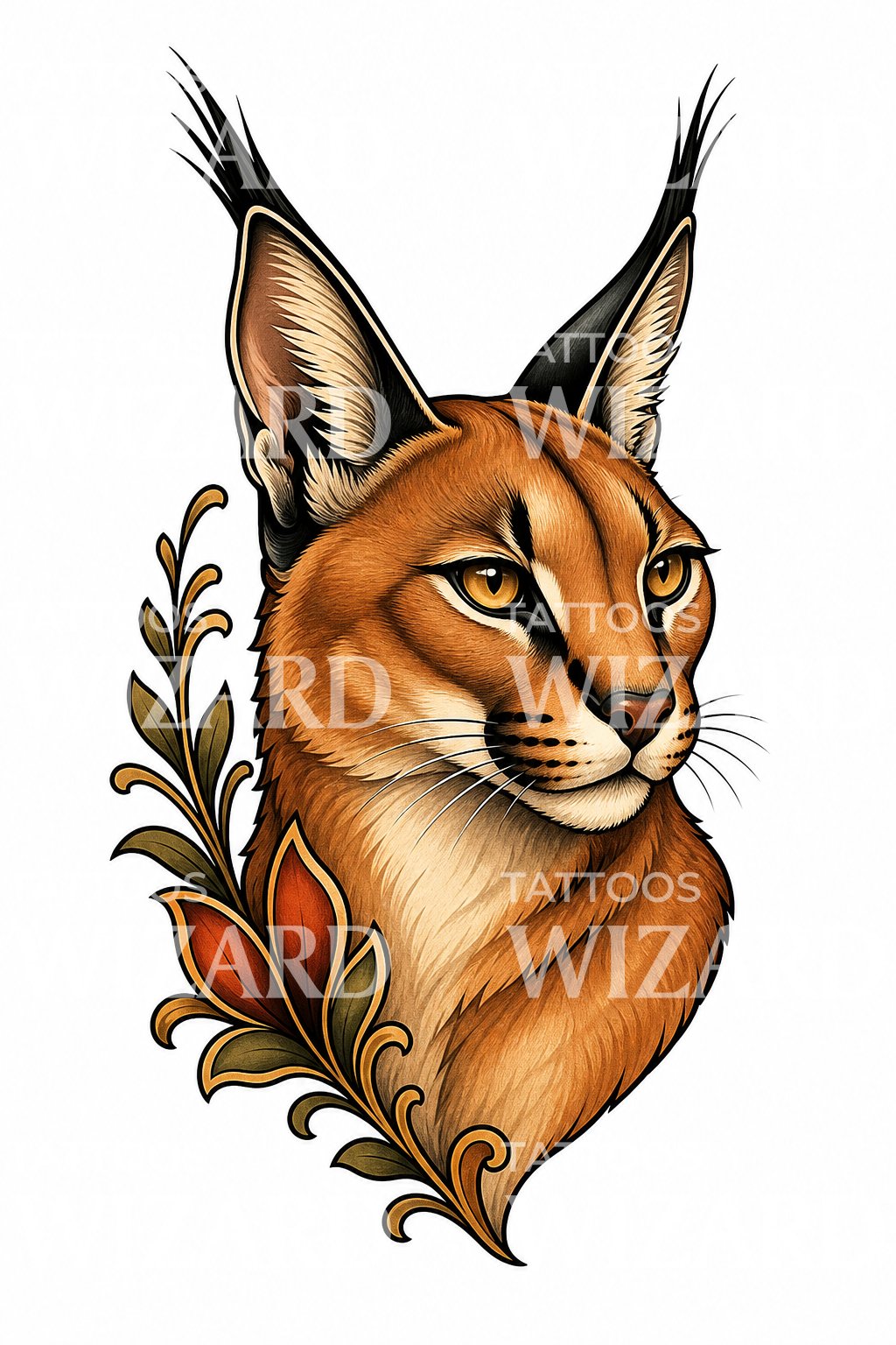 Desain Tato Kucing Liar Karakal